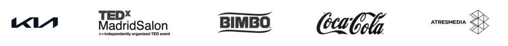 logos de clientes 02 Kia, TED Madrid, BIMBO, Coca-cola y Atresmedia